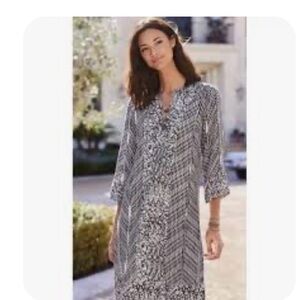 Soft Surroundings Navy and White Floral Dress